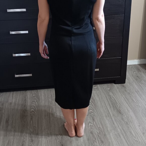 Vintage H&M Black Dress Peter Pan Collar Pleats Y2K LBD - Picture 4 of 4